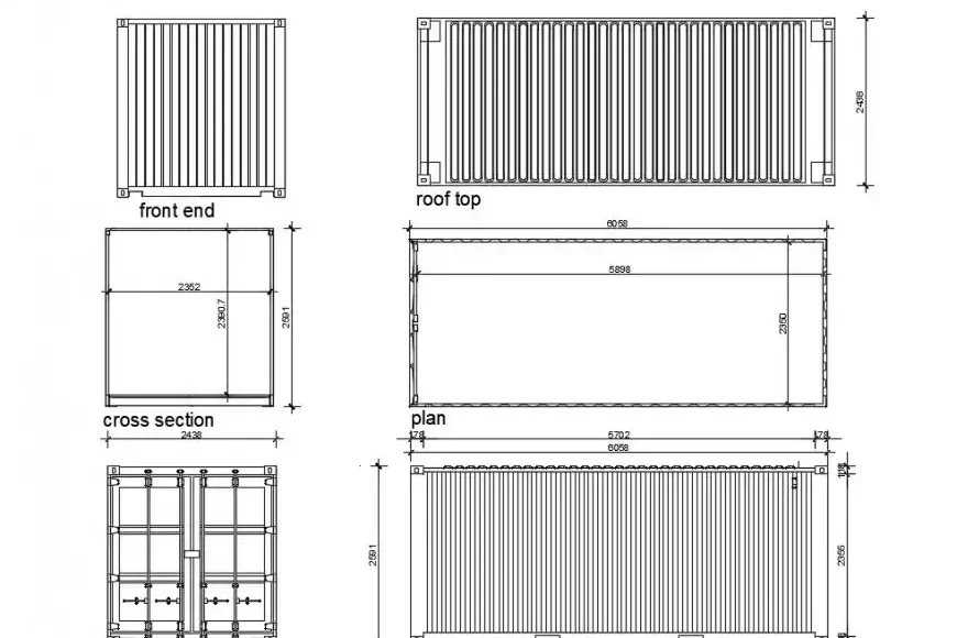 Shipping container dimensions image